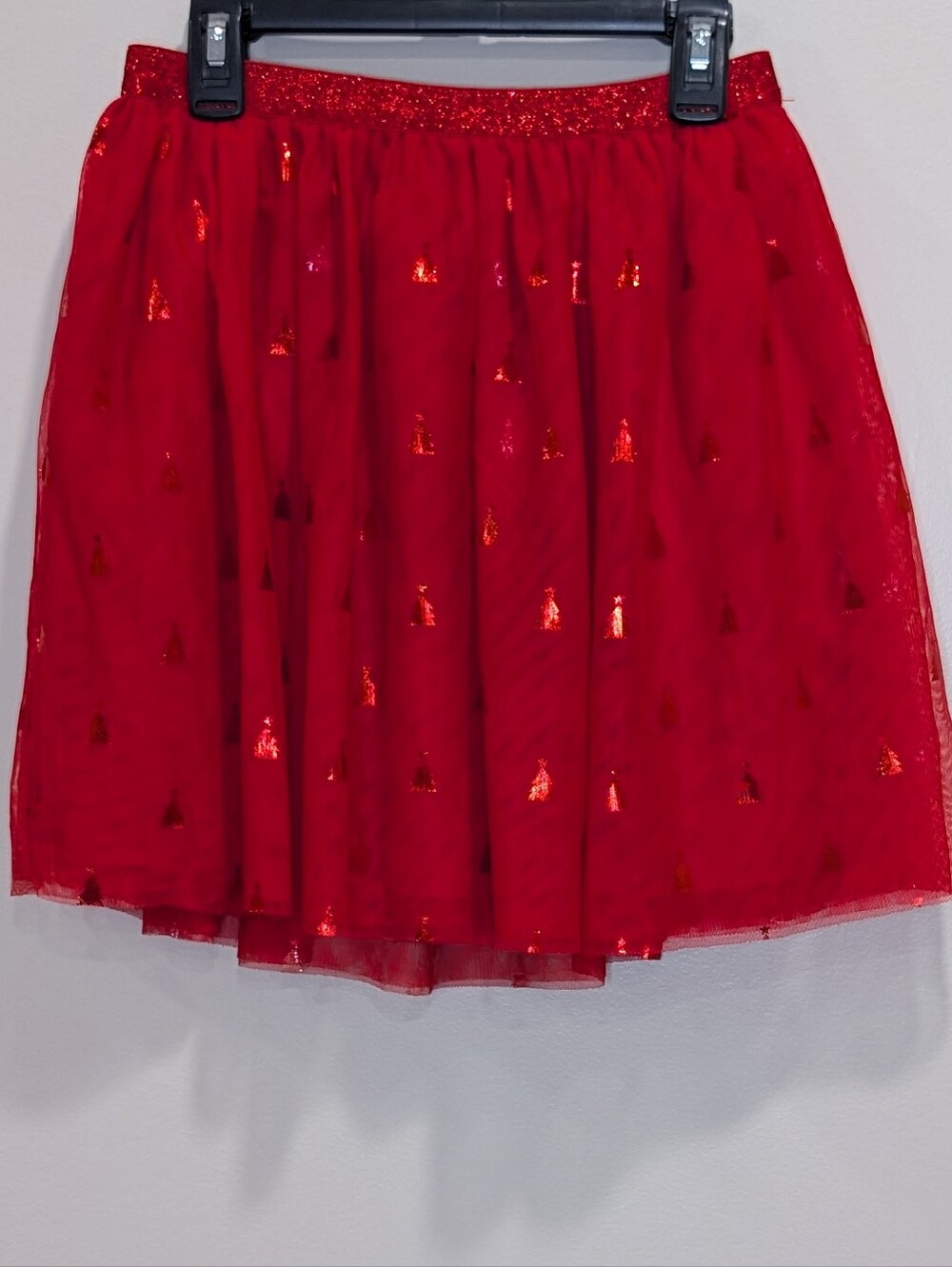 Holiday Time Red Glitter Tulle Skirt Size 10/12 Large